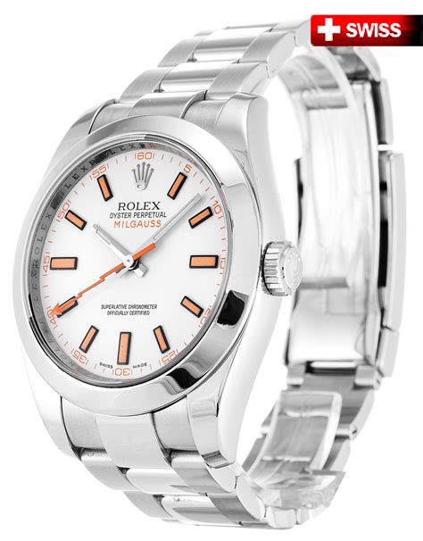 rolex milgauss swiss replica|rolex milgauss white face.